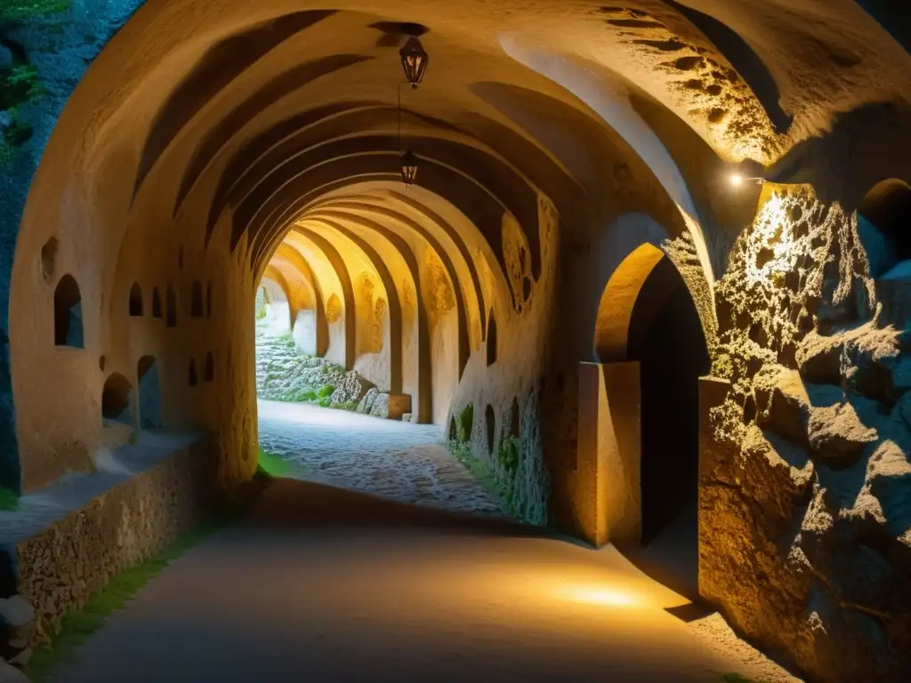 Explora los túneles secretos del Castillo Predjama, con sus pasadizos iluminados por antorchas y paredes de piedra centenarias