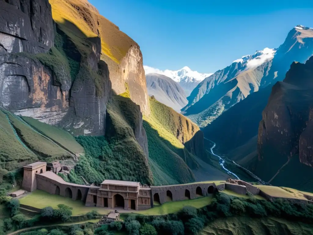 Vista aérea de los imponentes Andes, con un túnel ancestral en un santuario perdido