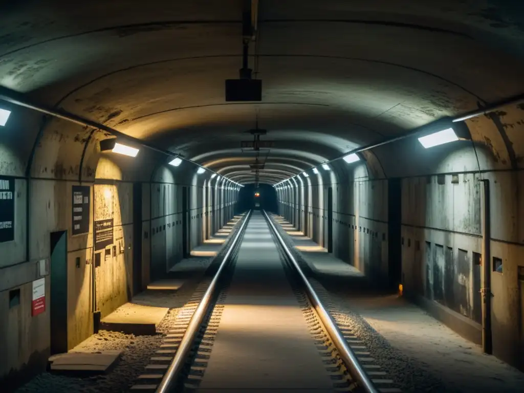 Vista aérea de los túneles y búnkeres subterráneos en Berlín, revelando una red de pasajes y habitaciones