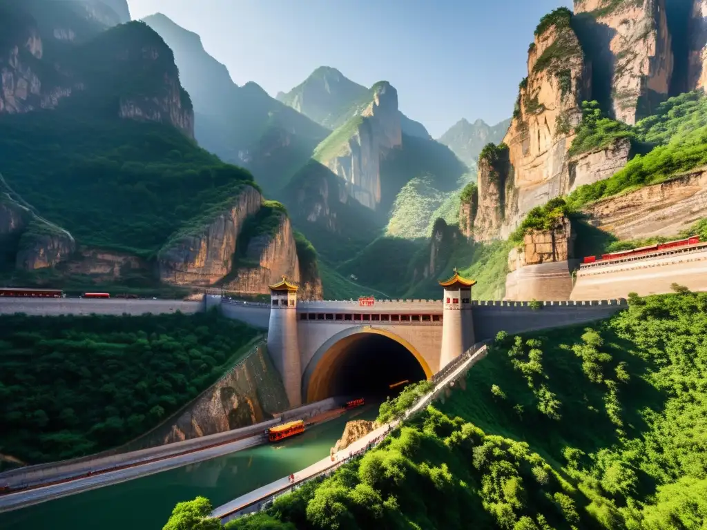 Vista detallada del espectacular túnel Guoliang en China